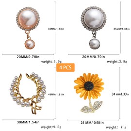 FAIRYGATE Shawl Pins and Brooches Sunflower Silver Brooches for Women UK Pearl Brooch Crystal Butterfly Gold Rhinestone Broonch Vintage Pins Accessories Jewelry for Women and Girls Gifts B7713