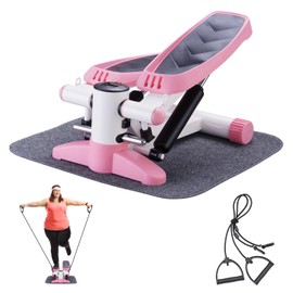 Pupzo Steppers for Exercise, Stair Stepper with Resistance Bands (Pink 2)
