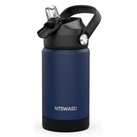 Ntswasd Kids Insulated Water Bottle with Straw,12 oz Kids Cups with Stainless Steel Leak Proof for School Daycare Boys Girls(Blue)