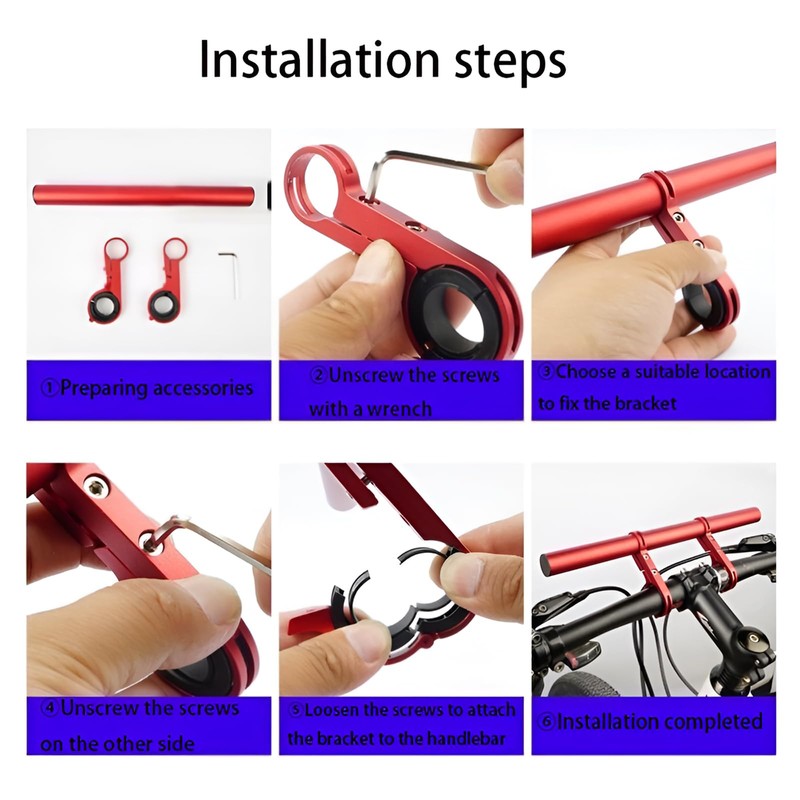 Fkereg Bicycle Handlebar Extender, 20cm Double Clamp Mount Handle Bar