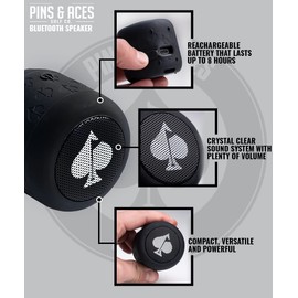 Pins & Aces Spade Speaker Portable Bluetooth Speaker - Versatile, 8 Hour Battery Life Portable Speaker - 45ft. Range, Magnetic Base Attaches to Your Golf Cart, Golf Clubs, Golf Bag, & More (Single)
