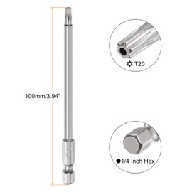 HARFINGTON 5Pcs Security Torx Bit 1/4" Hex Shank 4" Long Drill Bits T20 Torx Star S2 Steel Magnetic Tamper Resistant Screwdriver Bit