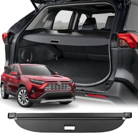 Volcaner for 2019-2024 Toyota RAV4 Cargo Cover, Leather Cargo Cover for Toyota RAV4 Accessories 2019 2020 2021 2022 2023 2024 Trunk Organizer Rear Trunk Security Shielding Shade (Leather)