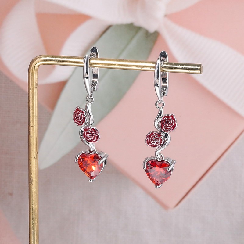 CiNily Heart-Cut Dangle Drop Earrings for Women 14K White Gold
