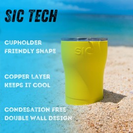 Seriously Ice Cold SIC 12oz Insulated Travel Tumbler Mug, Premium Double Wall Stainless Steel, Leak Proof BPA Free Lid (Matte Yellow)