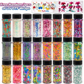 Free Samples and  Cost 24 Pcs 2ozJar Glitter Sparkly Chunky Glitter for Crafts Snow and Nail Craft Chunky Glittercolor: Set10-24 mix colors/Valentine's Day Glitter