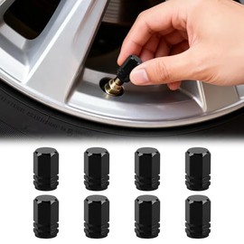 8pcs Juego de Tapones Válvulas Llantas Universales de Aluminio Ideal(negro) | Juego de Tapones Válvulas Llantas Universales Cubre Válvulas de Aluminio