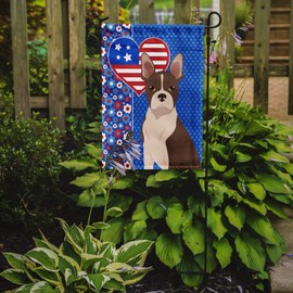Caroline's Treasures WDK5138GF American Garden Size USA Patriotic Flag, Boston Terrier - Red