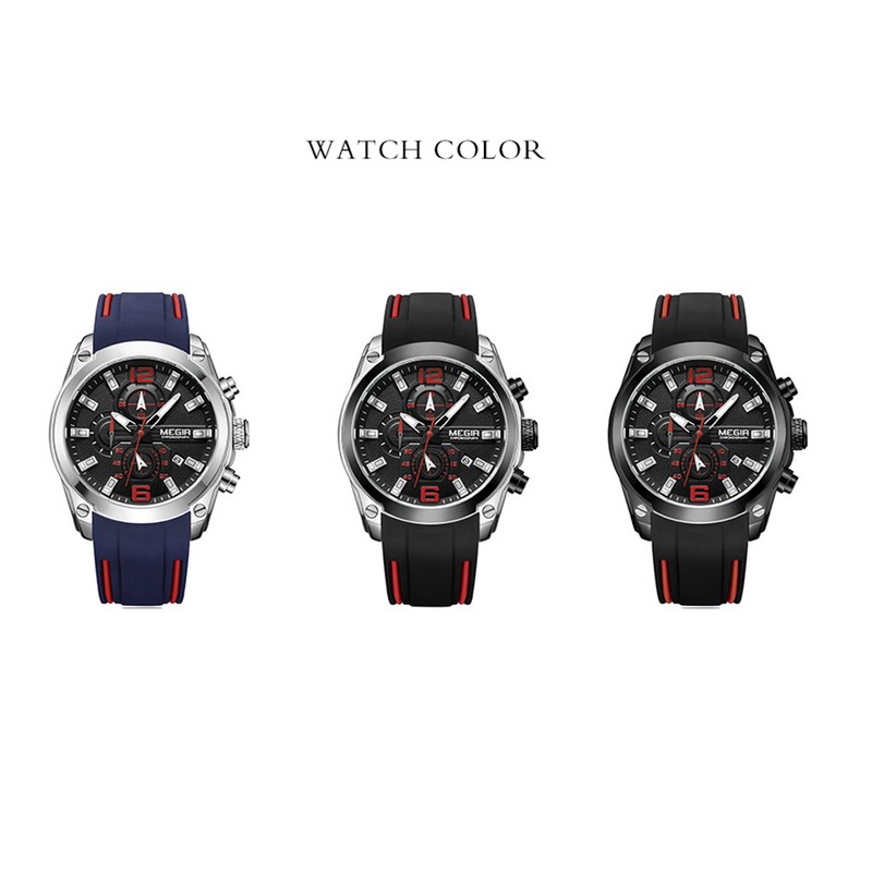MEGIR 2063 Multifunctional Luminous Chronograph 3ATM Waterproof Men's Sports Watch