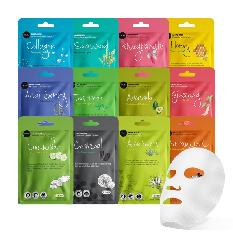 Celavi 12 mascarillas de colágeno, cuidado coreano clásico de la