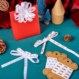 9 Yards 3/8 Inch Christmas Polyester Ribbon Snowflake Christmas Deer Merry Christmas Printed Grosgrain Ribbon Xmas Decoration Ribbon for DIY Gift Wrapping Home Party Decor Crafts
