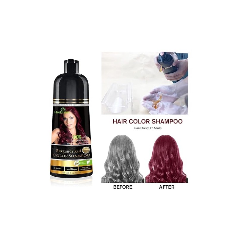 Combo Pack-2pcs Herbishh for Gray Hair Color Shampoo + 1pc