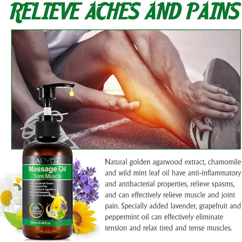 Aliver Sore Muscle Massage Oil Natural Therapy Oil with Arnica