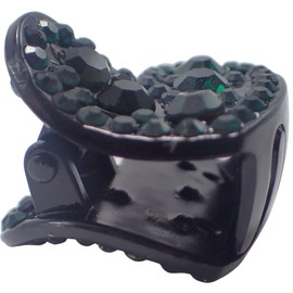 Topkids Accessories 2pc Rhinestone Heart Claw Clips for Women and Girls, Hair Clips Women, Hair Accessories for Women, Black Hair Clips, Small Claw Clips, Hair Claw Clip (Bottle Green)