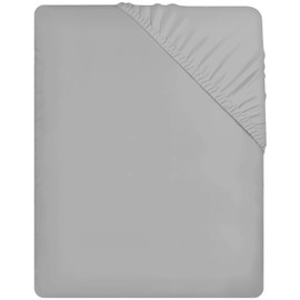 Pamposh Fitted Sheet Extra Deep Pocket (40 cm) Hypoallergenic Double Brushed Shrink, Fade & Wrinkle Resistant Premium Microfibre (Light Grey, Double (135 x 190 cm))