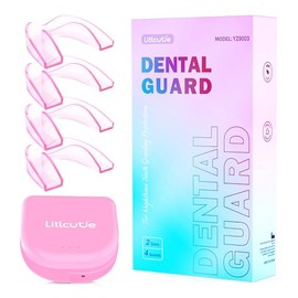 Protector antimolienda, protector bucal para rechinar dientes por la noche, protector bucal para dormir, rosa transparente, paquete de 4/2 tamaños, pr