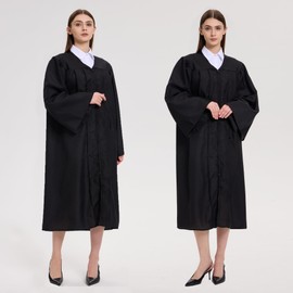 HX Graday Unisex Matte Graduation Gown,Choir Robe for Church Judge Robes Costumes Pulpit Robe Pastor Baptism, Balck, 51 Plus