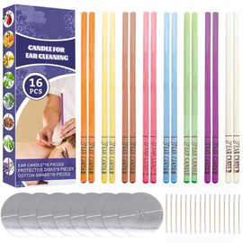 Binnan Ganz Natürliche Ohrkerzen,Ohrenschmalz Entferner Kerzen Hohlkegel,16pcs Aromatherapie Ohrkerze Set,Bienenwachskerzen mit Schutzscheiben und Baumwollstäben für die Entfernung von Ohrenschmalz