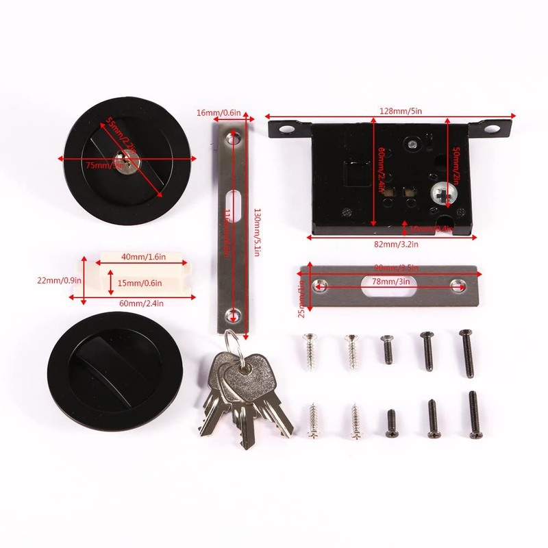 CCJH Invisible Barn Wood Sliding Door Gate Cup Handle Lock