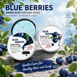 Blueberry Fields Shampoo & Conditioner, for Hair Strengthening | Blueberry Organics Shampoo Bar Hair Care Bundl,Strengthening, Thickening & Volumizing