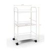 SunnyPoint Minimalist Style 3 Tier Utility Rolling Shelf Cart (WHT)