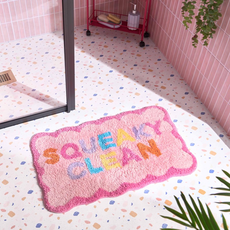 OHS Bath Mat For Bathroom Squeaky Clean Tufted Texture, Non