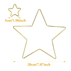 Pack of 5 Metal Rings Star, Metal Stars, Decorative Stars, Metal Stars for Hanging, for Holiday Decoration, Wedding Decoration, DIY Dream Catcher and Various with 1 Piece 5 cm Metal Ring Star