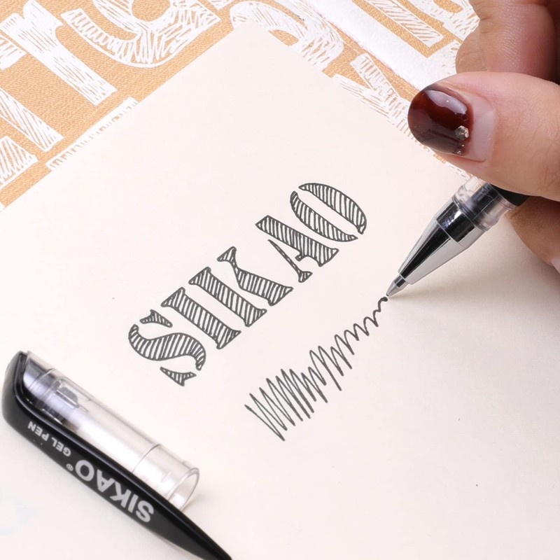 Black Gel Pens Bulk SIKAO 60 Pack Gripped Stick Gel
