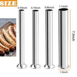 4Pcs Sausage Stuffing Tubes Fits for LEM 606, 606ss, 1606, 1606SS Sausage Filling Tuber, Meat Stuffer Tube 4 Size-0.59",0.74",0.86",1.1", Base 1.5 inch