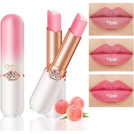Peach Girl Crystal Color Changing Lipstick, Fruit Flavor Lipstick, Peach, Aloe, Orange, Strawberry, Grape, Blueberry, Moisturizing, Waterproof, Long Lasting, Perfect Lipstick for Girls, Moisturizing,