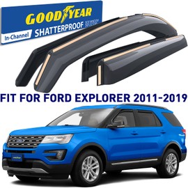 Goodyear Shatterproof in-Channel Window Deflectors for Ford Explorer 2011-2019, Rain Guards, Window Visors for Cars, Vent Deflector, Car Accessories, 4 pcs - GY003435LP