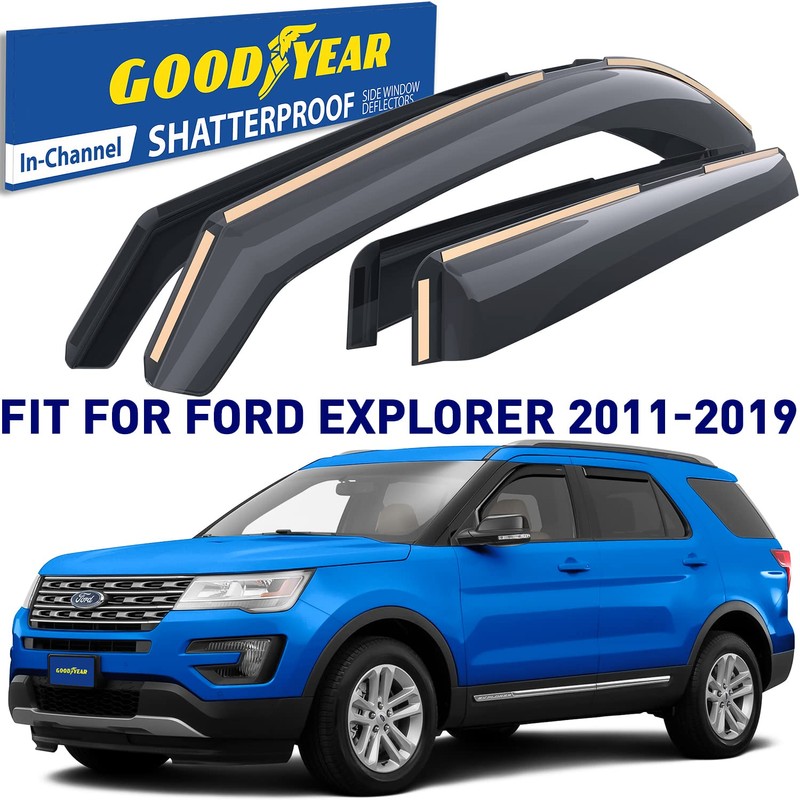 Goodyear Shatterproof in-Channel Window Deflectors for Ford Explorer 2011-2019, Rain