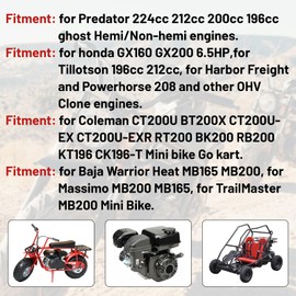 PWK 28mm Carburetor w/Air filter Throttle Assembly kit for Predator 212cc 224cc 196cc for Coleman CT200U-EX CT200U BT200X Mini Bike Baja Warrior MB200 KT196 GX160 6.5hp Engine Go kart Black