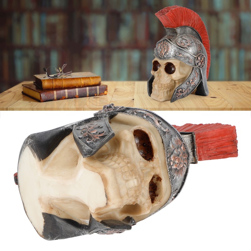 Resin Soldier Skull Modeling Statue Skeleton Sculpture Home Desktop Decoration