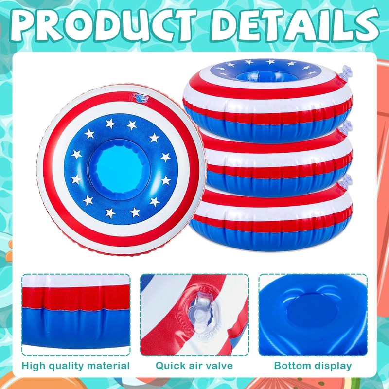 Harsever 8 PCS 4th of July Floaties for Pool,Patriotic Drink