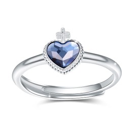 Heart of Faith Ring 925 Sterling Sliver Crystal Heart rings Heart Jewelry Birthday Christmas Gifts for Women