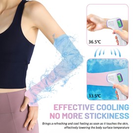 Long Keeper Arm Sleeves Men Women UV Protection Sleeves To Cover Arms Protection Sleeves Ice Silk Cooling Arm Sleeves For Outdoor Sports Cycling Driving Running (Blue Pink)