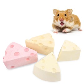 SKTMH Hamster Sharpener, 4 Pieces, Natural Material, Rabbit Chew Toy, Cute, Cheese Shape, Stress Relief, Lack of Exercise, Small Animal Play Tool, Rabbits, Hamster, Squirrel, Guinea Pig, Chinchilla,