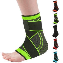 Novetec Ankle Brace Compression Ankle Support with Adjustable Wrap Ankle Socks for Men & Women for Plantar Fasciitis, Achilles Tendon, Sprained Ankle, Stabilize Ligaments, Sports Protection (Green, Medium)