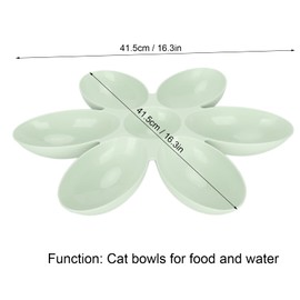 Cat Food Bowl Flower Petals Shaped Cat Water Bowls Dishes Multi-Cat Feeder Cat Feeding Bowl for Dog Puppy Cat Kittens[Green] Basic Bowls