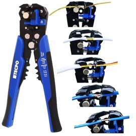 TECPO Automatic Wire Stripper 5-in-1 Function Crimping Pliers Wire Cutter Multitool for Cutting Stripping and Crimping 0.2 to 6 mm² Cable 10-24 AWG