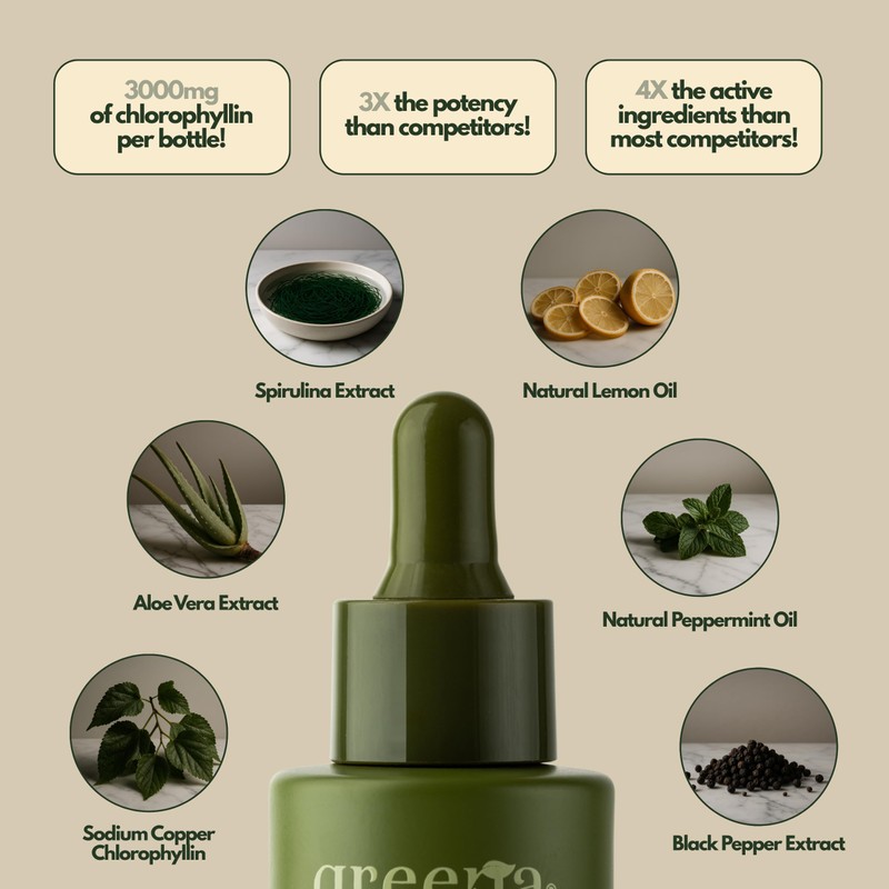 GLOTOX Chlorophyll Liquid Drops – 3000mg Sodium Copper Chlorophyllin +