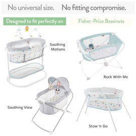 Joey + Joan Bassinet Fitted Sheets for Fisher Price Bassinet Soothing Motions, Stow and Go, Rock with Me and Soothing View Bassinet C Snuggly Soft 100% Jersey Cotton C Dusty Blue + Navy C 2 Pack