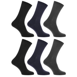 Mens plain 100% cotton socks (Pack of 6) (Mens 6-11) (Design 4)