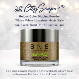 SNS Nail Dip Powder, Gelous Color Dipping Powder - A Night on the Rooftop (Metallic/Avocado, Shimmer) - Long-Lasting Dip Nail Color Lasts 14 Days - Low-Odor & No UV Lamp Required - 1.5 OZ