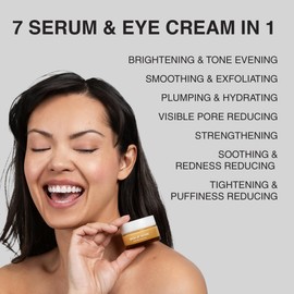 SKIN AT WORK Protagonist 5-in-1 Tightening Glow Serum, 5% Niacinamide, Caffeine, Hyaluronic Acid, Exfoliating & Plumping Moisturizer for Face & Eyes