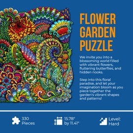 Jigsaw Puzzles for Adults XL 320 Piece (40x27cm) – Flower Garden Wooden Jigsaw Puzzle for Adults by The Puzzled Tree Unique Gift Ready Puzzles