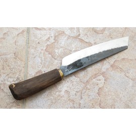 Crude - Premium Asian Nakiri Utility Knife, 7 inch, Carbon Steel, Handmade