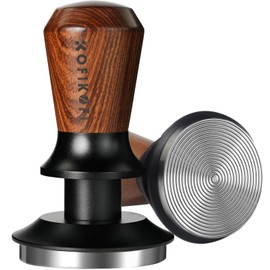 53.3mm Espresso Tamper, Coffee Tamper with Stainless Steel Ripple Base, Barista Espresso Coffee Tamper with 30lbs Spring Loaded and Rosewood Handle Fits for Breville Series 54mm Portafilter