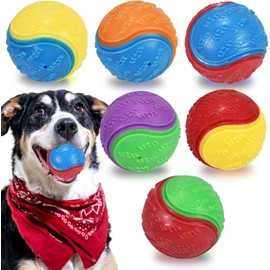 6Pack Squeaky Dog Toys Balls for Training Puppy Pet Chew Toys Teething Balls Jolly Ball for Dogs 2.5in/6.5cm Fit with Dog Ball Launcher, High Bouncy Dog Ball for Interactive Playing